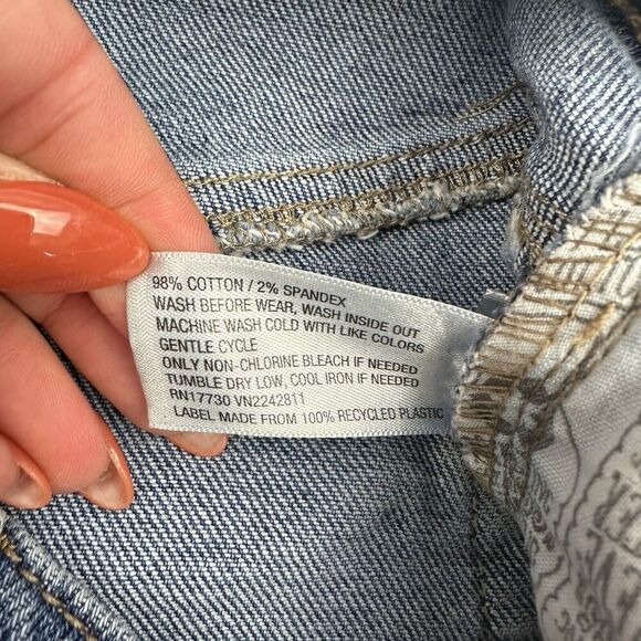 Wild Fable Denim Blue Jean Mini Skirt Distressed Size 00 Medium Wash Pockets - Picture 5 of 6